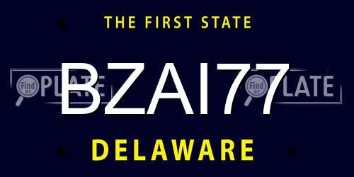 BZAI77 Delaware License Plate