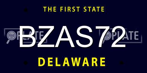 BZAS72 Delaware License Plate