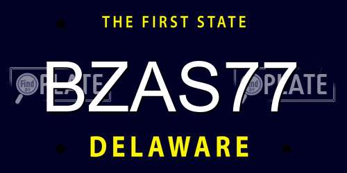 BZAS77 Delaware License Plate