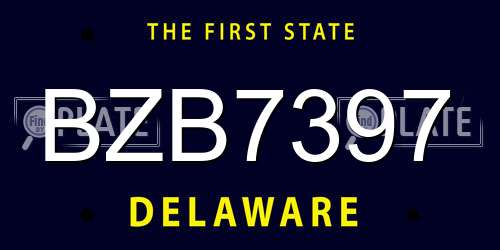 BZB7397 Delaware License Plate