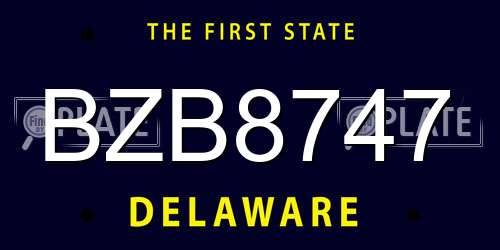 BZB8747 Delaware License Plate