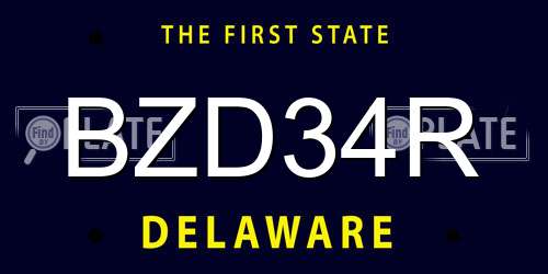 BZD34R Delaware License Plate