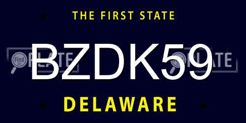 BZDK59 Delaware License Plate