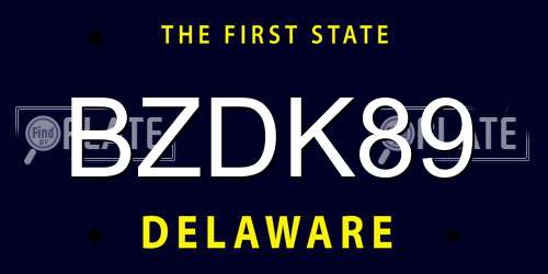BZDK89 Delaware License Plate