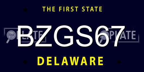 BZGS67 Delaware License Plate