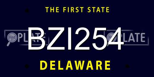 BZI254 Delaware License Plate