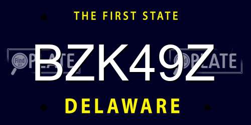 BZK49Z Delaware License Plate