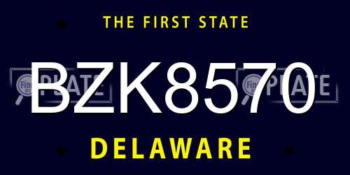 BZK8570 Delaware License Plate