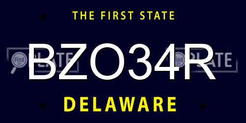 BZO34R Delaware License Plate