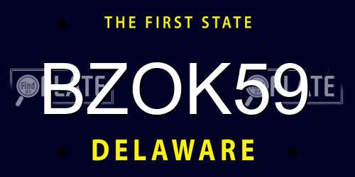 BZOK59 Delaware License Plate