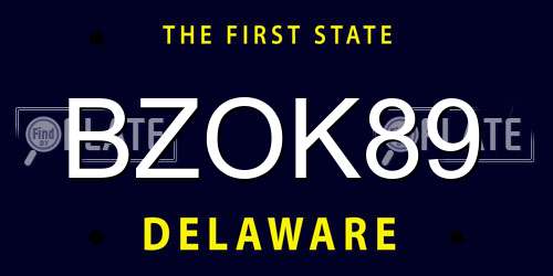 BZOK89 Delaware License Plate