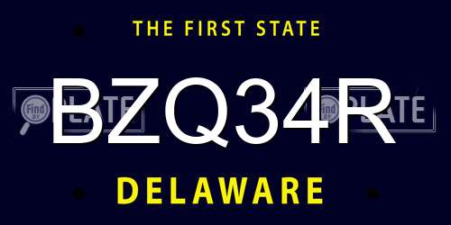 BZQ34R Delaware License Plate