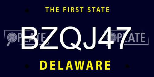 BZQJ47 Delaware License Plate
