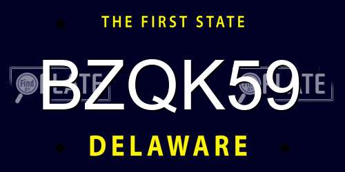 BZQK59 Delaware License Plate