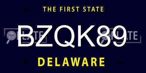 BZQK89 Delaware License Plate