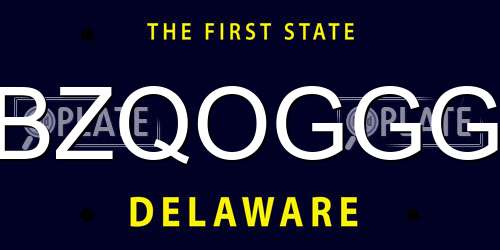 BZQOGGG Delaware License Plate