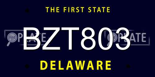 BZT803 Delaware License Plate