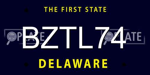 BZTL74 Delaware License Plate