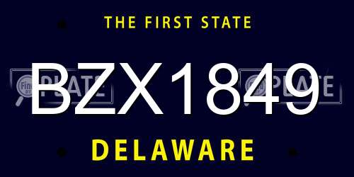 BZX1849 Delaware License Plate