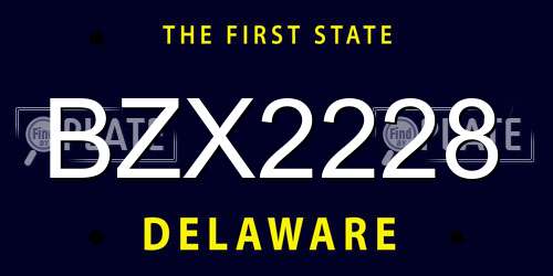 BZX2228 Delaware License Plate