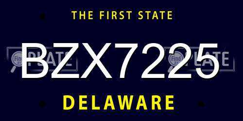BZX7225 Delaware License Plate