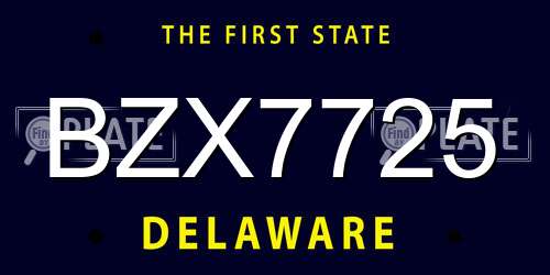 BZX7725 Delaware License Plate