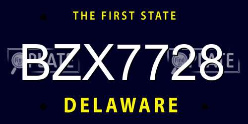 BZX7728 Delaware License Plate