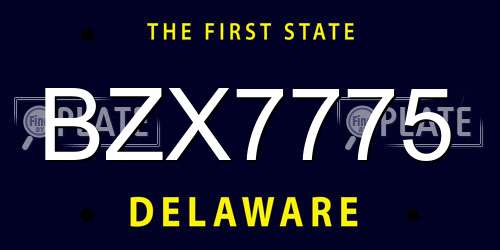 BZX7775 Delaware License Plate