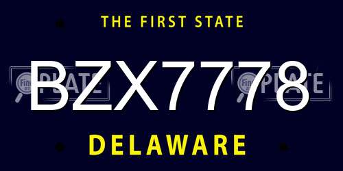 BZX7778 Delaware License Plate
