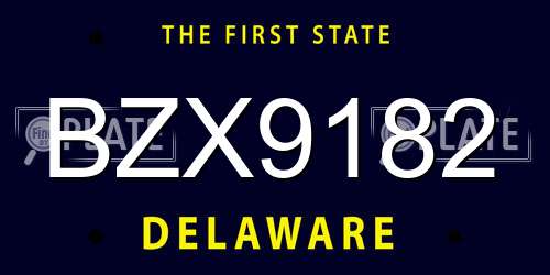 BZX9182 Delaware License Plate