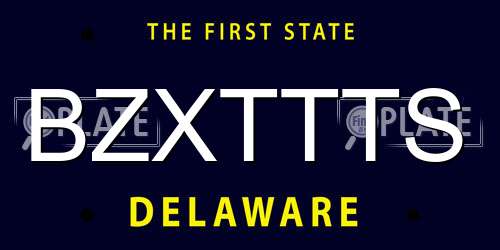 BZXTTTS Delaware License Plate