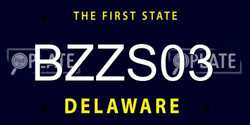 BZZS03 Delaware License Plate