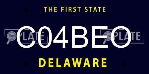 C04BEO Delaware License Plate