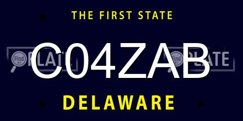 C04ZAB Delaware License Plate