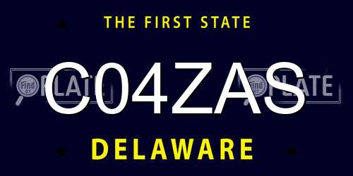 C04ZAS Delaware License Plate