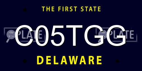 C05TGG Delaware License Plate