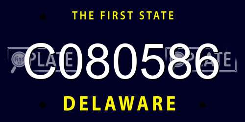 C080586 Delaware License Plate