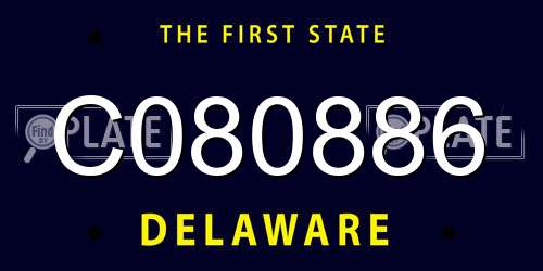 C080886 Delaware License Plate