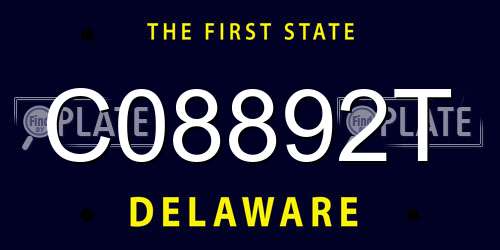 C08892T Delaware License Plate