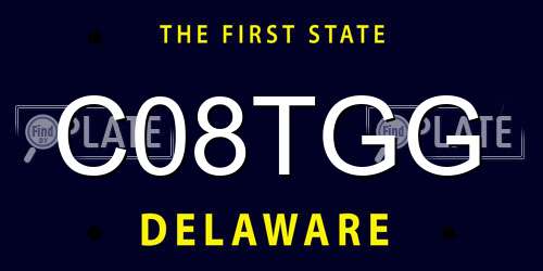 C08TGG Delaware License Plate