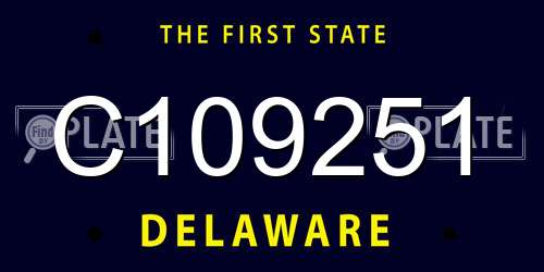 C109251 Delaware License Plate