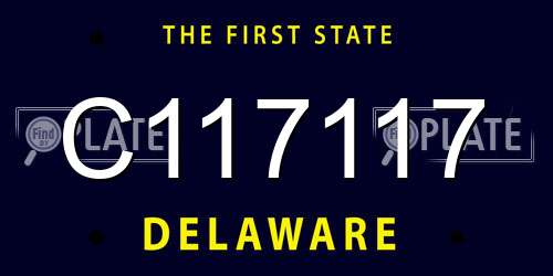 C117117 Delaware License Plate
