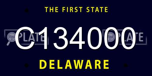 C134000 Delaware License Plate