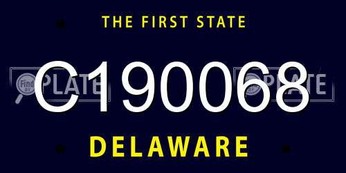 C190068 Delaware License Plate