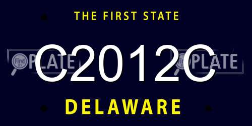 C2012C Delaware License Plate