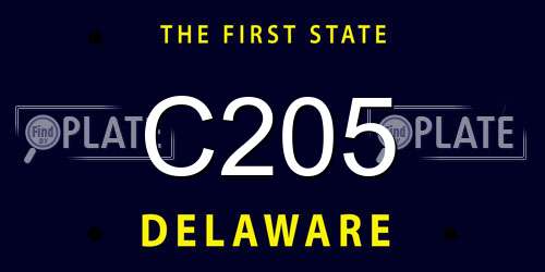 C205 Delaware License Plate