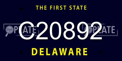 C20892 Delaware License Plate