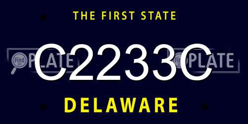 C2233C Delaware License Plate