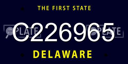C226965 Delaware License Plate