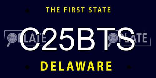 C25BTS Delaware License Plate